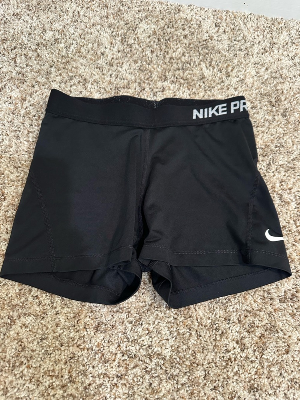 Nike Black Compression Volleyball Shorts with White Swoosh